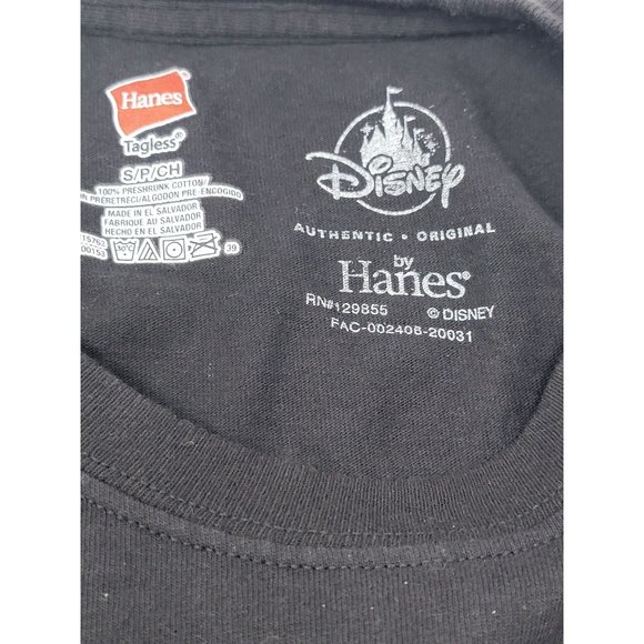Walt Disney World Hanes Mickey Mouse Tee Shirt Black Graphic Print Size Small - Picture 5 of 5